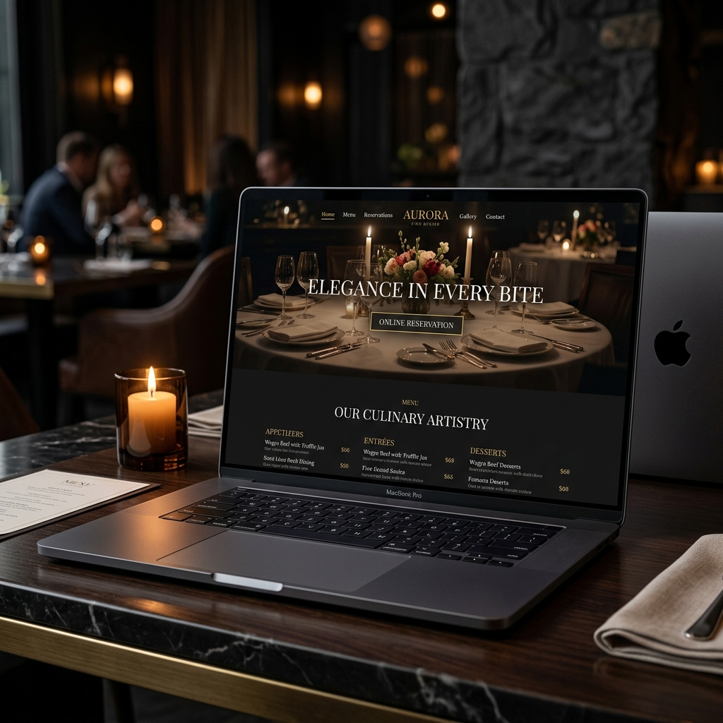 Luxury restaurant website built by Krot Services showing online reservation system